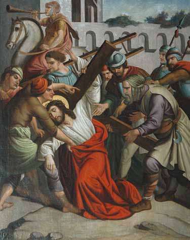 V stazione Il Cireneo aiuta Gesù a portare la croce Tornando dai campi D. Adoramus te, Christe, et benedicimus tibi. C. Quia per sanctam crucem tuam redemisti mundum.