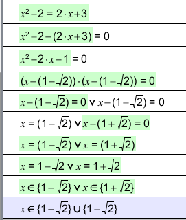 Soluzione dell equazione di secondo grado nel Manipolatore Algebrico Il Manipolatore Algebrico consente almeno quattro diversi approcci risolutivi dell equazione x x 3 sul piano formale.