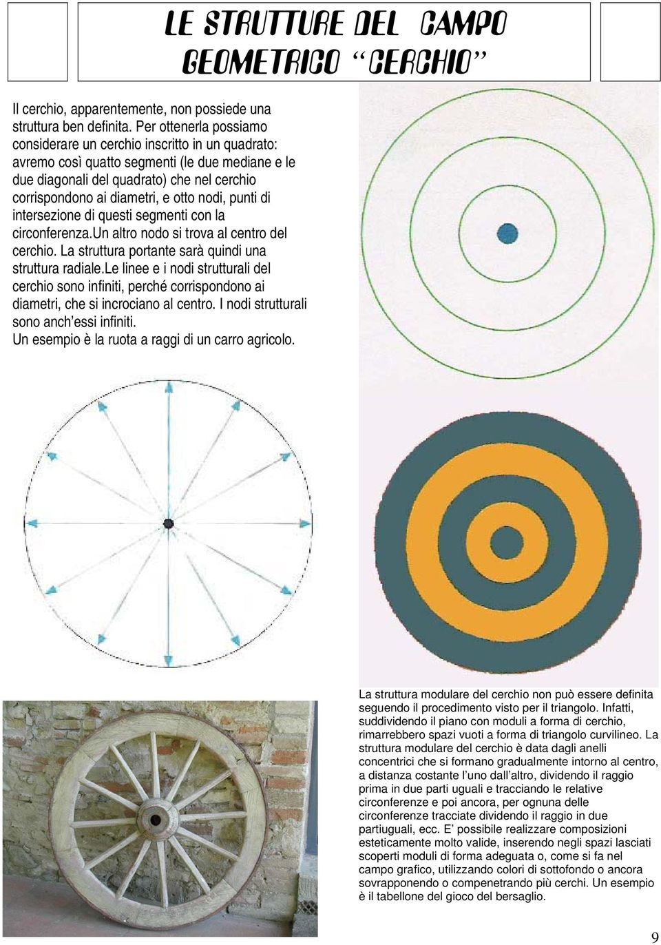 nodi, punti di intersezione di questi segmenti con la circonferenza.un altro nodo si trova al centro del cerchio. La struttura portante sarà quindi una struttura radiale.