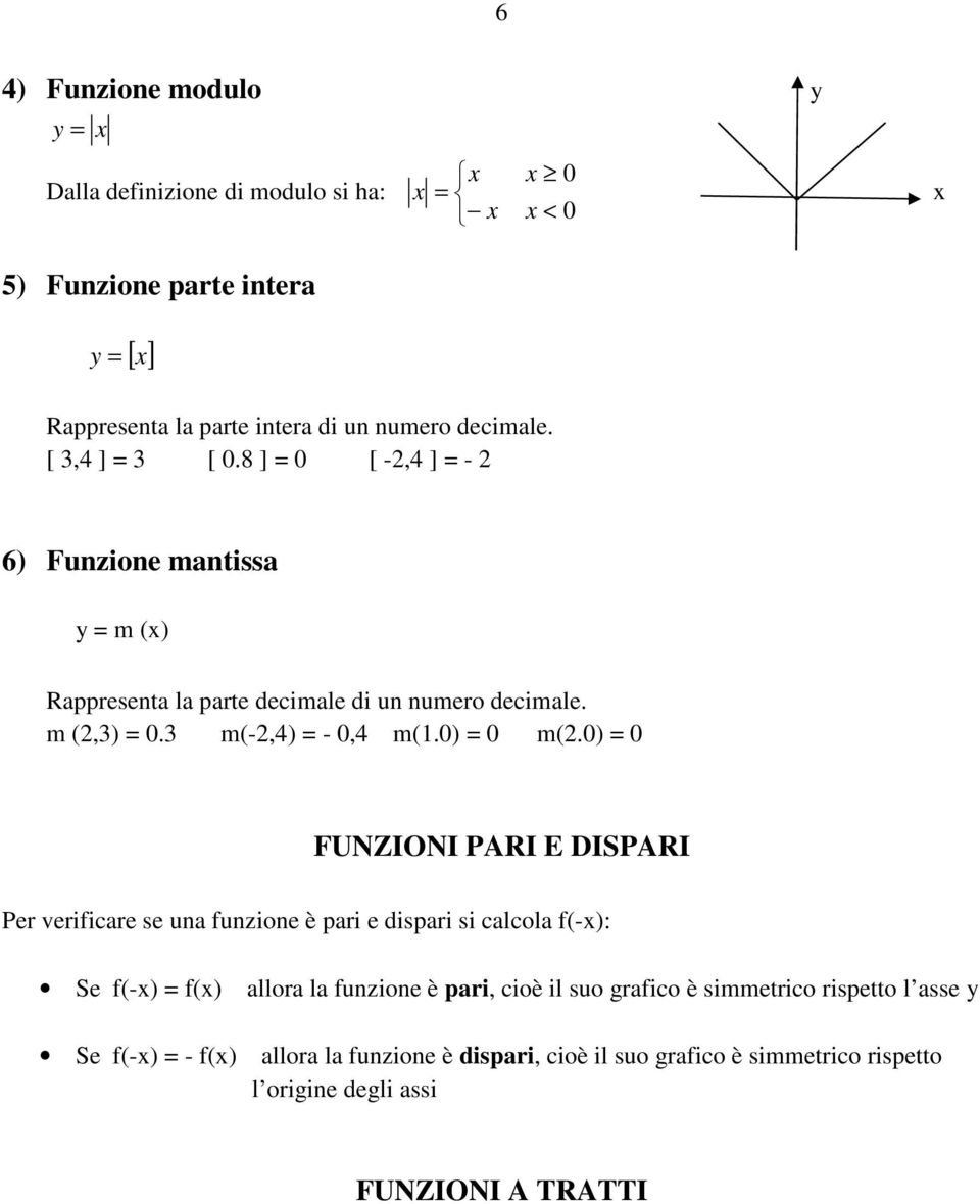 0) 0 FUNZIONI PARI E DISPARI Per verificare se una funzione è pari e dispari si calcola f(-): Se f(-) f() Se f(-) - f() allora la funzione è pari,