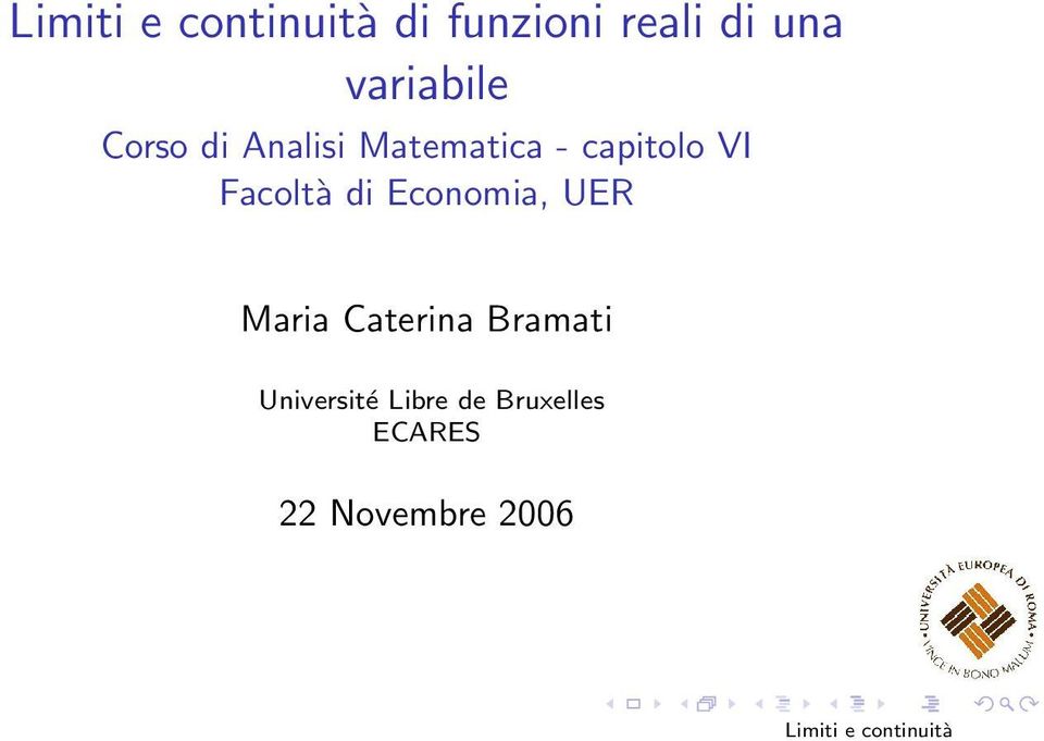 Economia, UER Maria Caterina Bramati