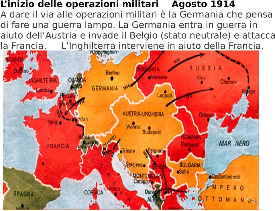 La Germania entra in guerra in aiuto dell Austria e invade il Belgio