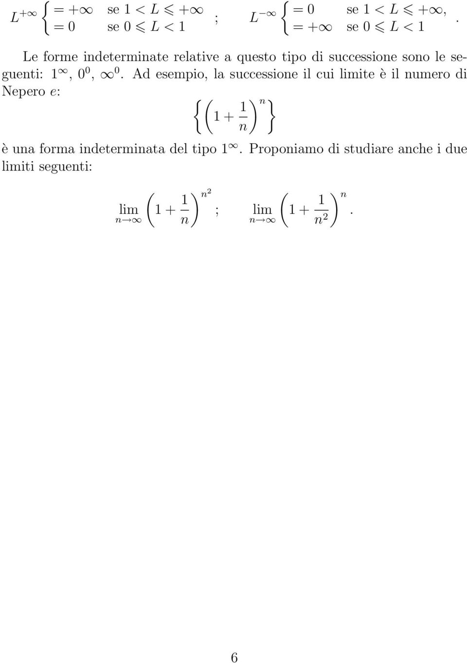 Ad esempio, la successione il cui ite è il numero di Nepero e: {( 1 + 1 ) n } n è una forma